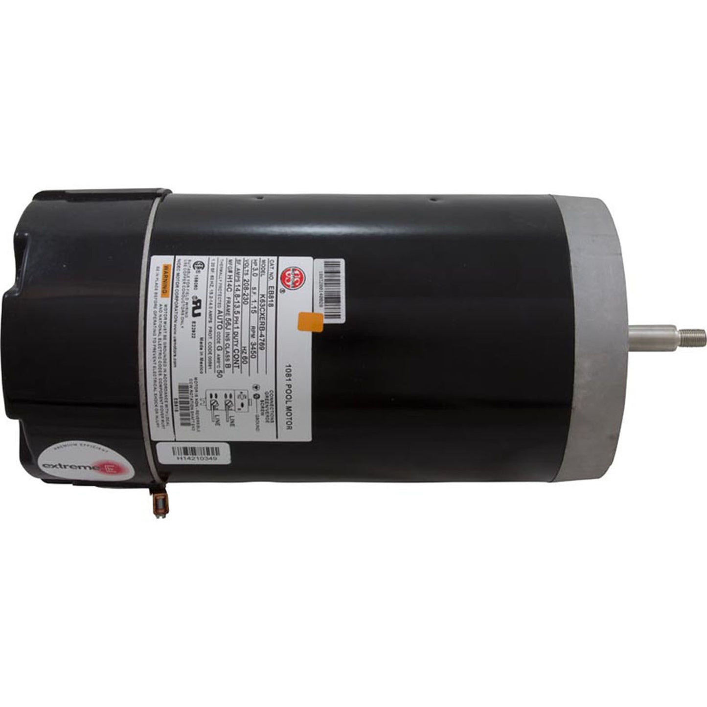 Motor, Nidec/USMtr, 3.0hp, 208-230v, 1Spd, 56Jfr, CFace, Thd, Full