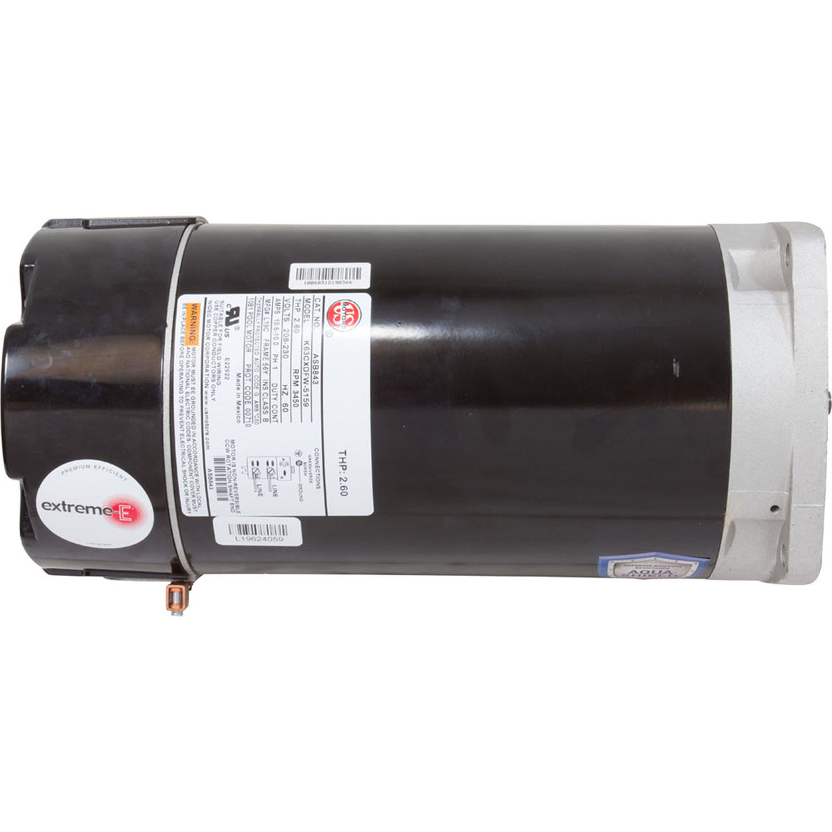 Motor, US Motor, 2.0hp, 208-230v, 56YFr, SQFL, Full, PE