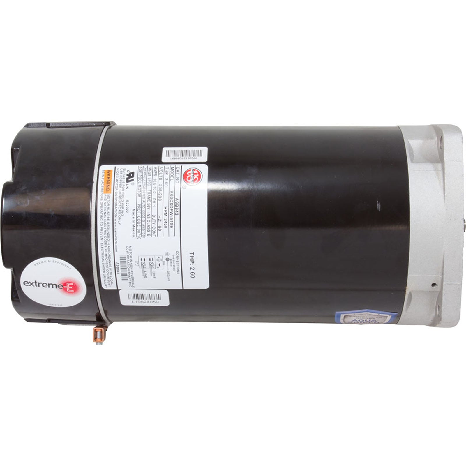 Motor, US Motor, 2.0hp, 208-230v, 56YFr, SQFL, Full, PE