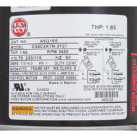 Motor, Nidec/US Motor, 1.0hp, 115/230v, 48Yfr, SQFL