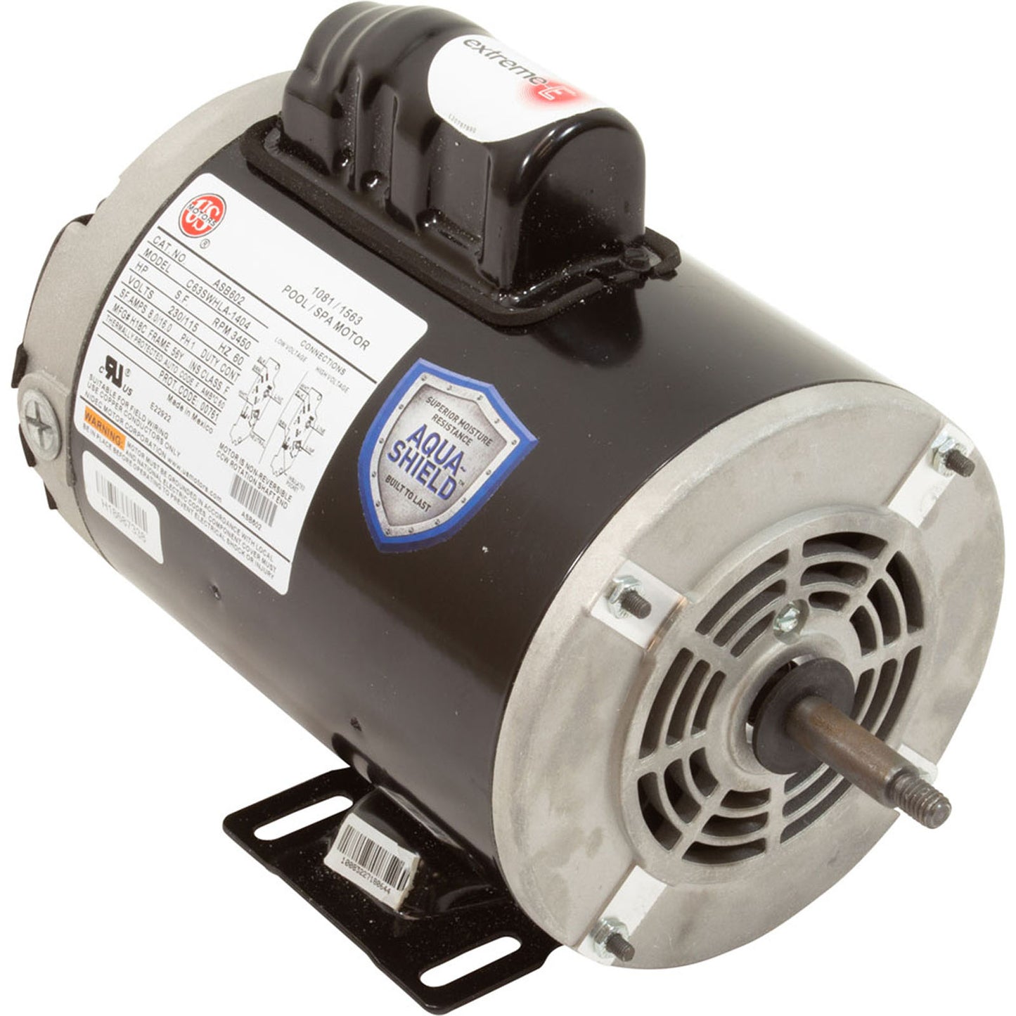 Motor, motor Nidec/US, 1,5 hp, 115 V/230 V, 1 velocidad, chasis 56Y