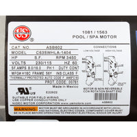 Motor, Nidec/US Motor, 1.5hp, 115v/230v, 1-Spd, 56Y Frame