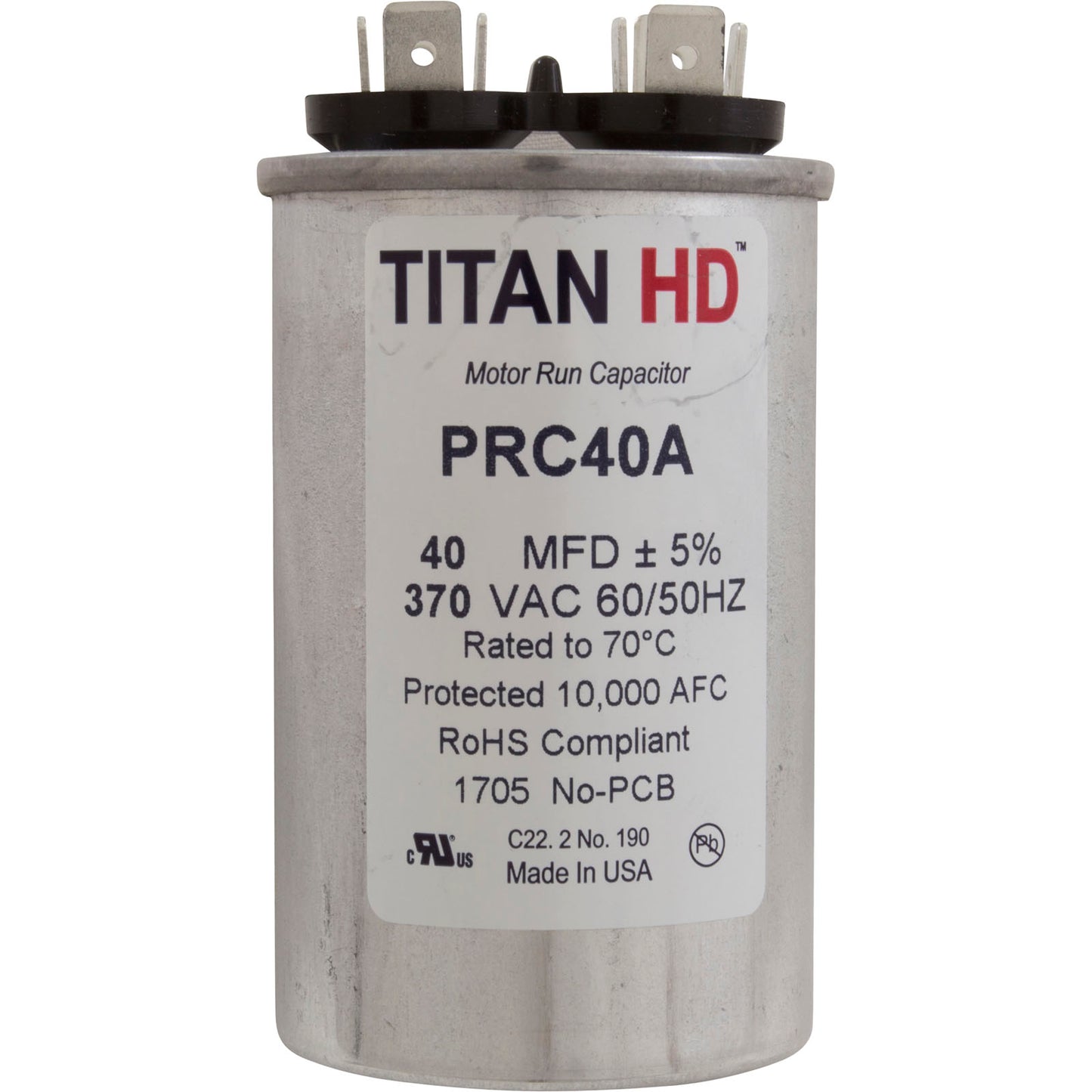 Run Capacitor, 40 MFD, 370v