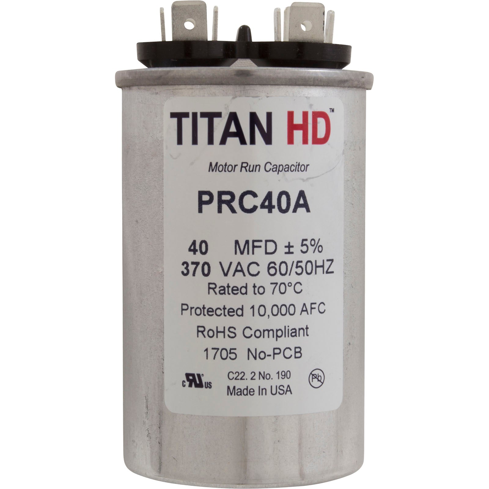 Run Capacitor, 40 MFD, 370v