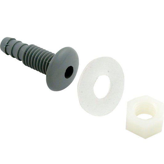 Inyector de aire, vía acuática, botón, púa de 1/4", gris