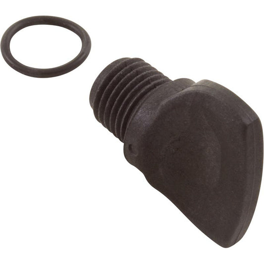 Drain Plug, Filters/Pumps, w/O-Ring, 1/4", Blk, Generic