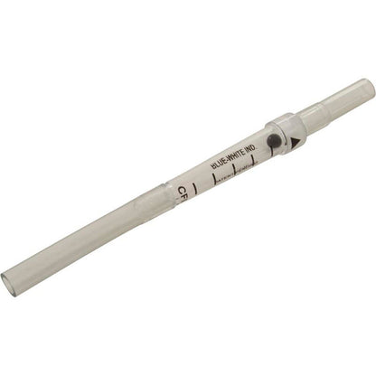 Indicador de flujo, azul-blanco, vidrio, con tubería de 3/8" x 6-3/4'