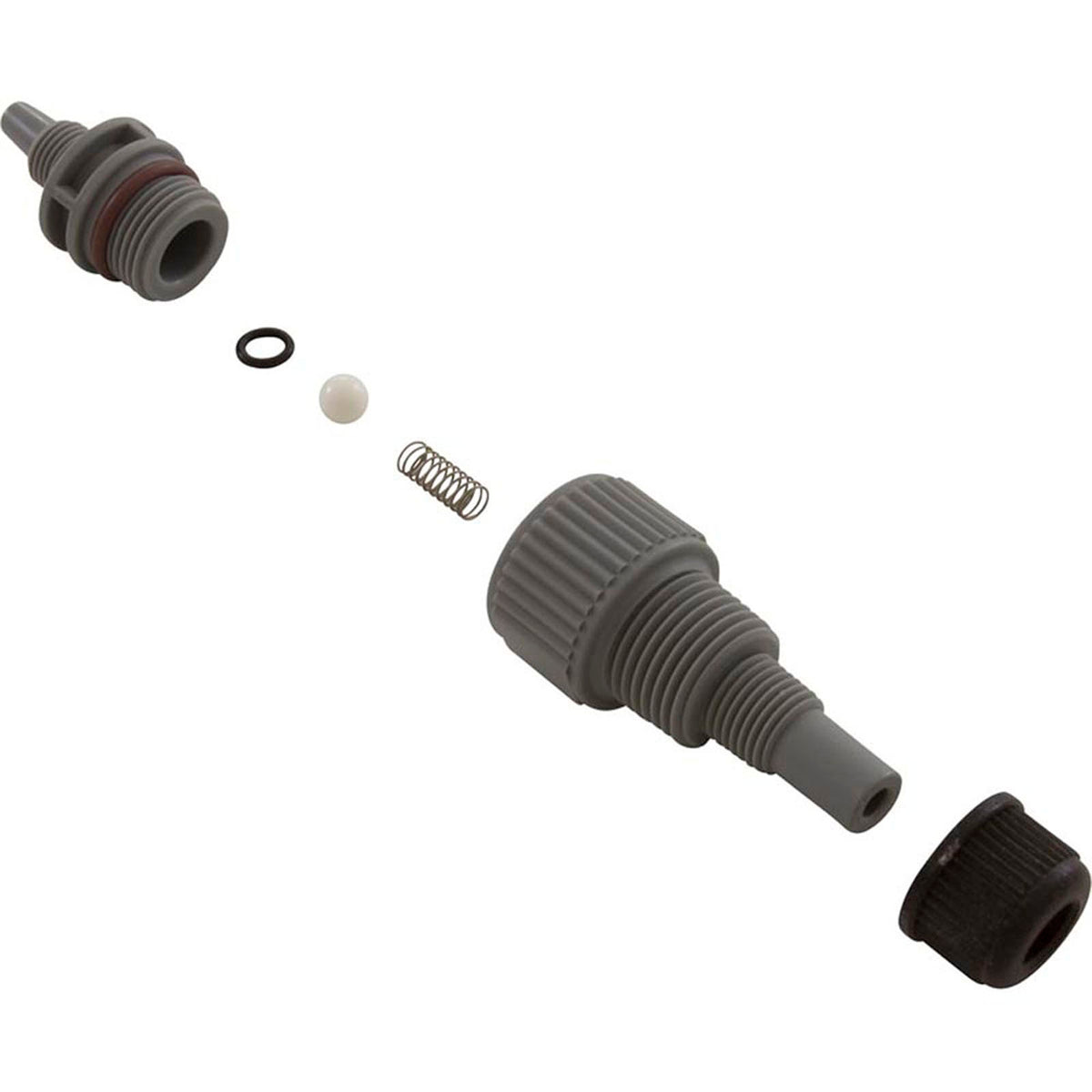 Injection Fitting, Blue-White, 1/2" & 1/4"mpt, 3/8"od tube, 6psi