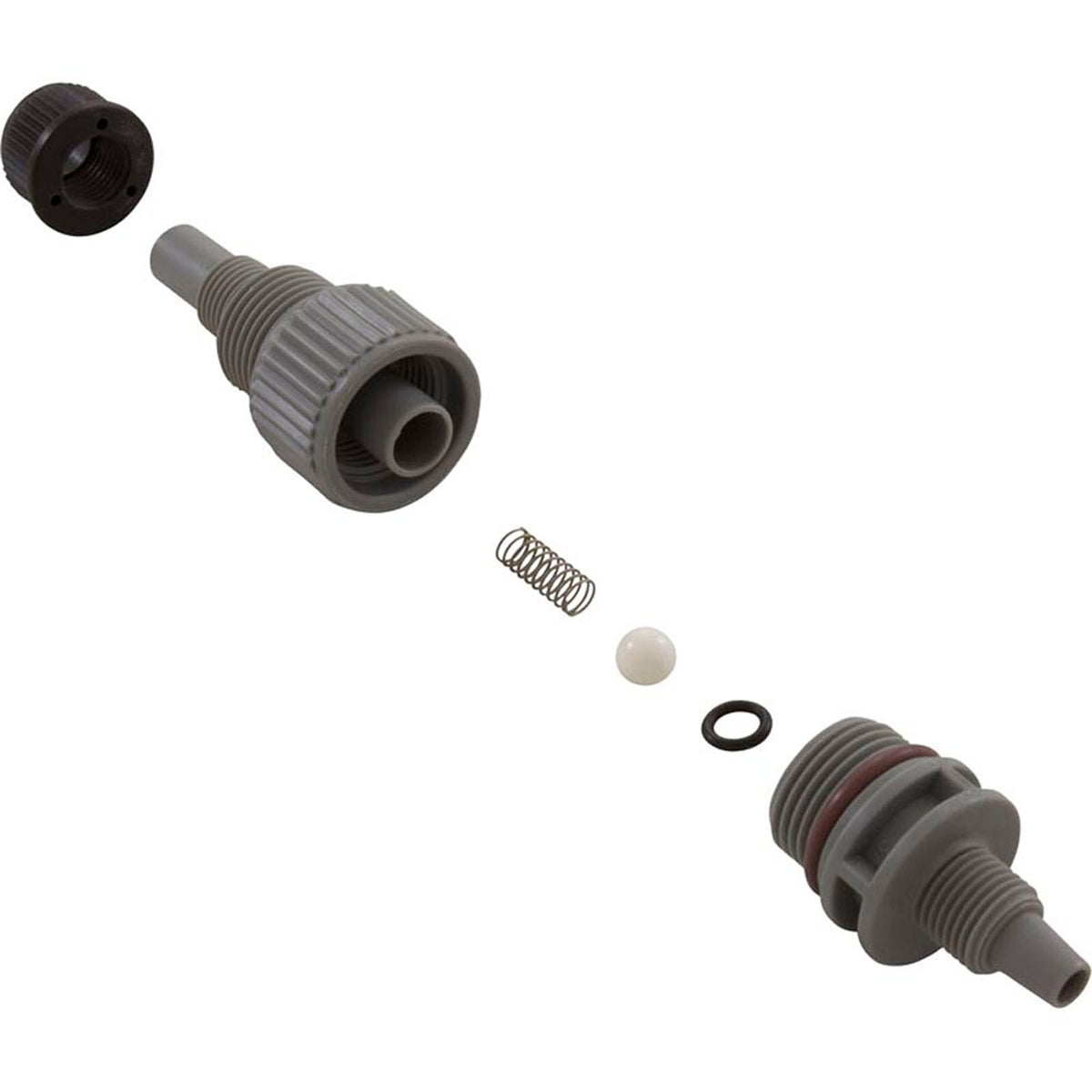 Injection Fitting, Blue-White, 1/2" & 1/4"mpt, 3/8"od tube, 6psi