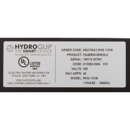 Calentador Hydro-Quip HeatMax RHS 230v, 11kW, hermético