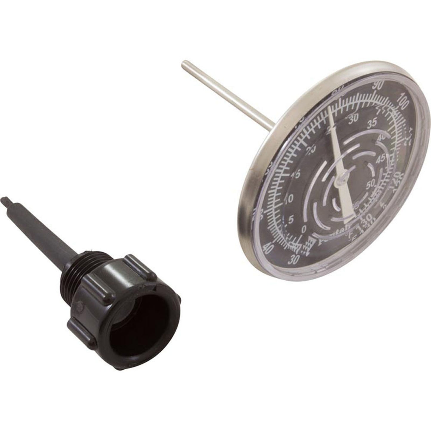 Thermometer, Pentair, In-Line Nylon Wall, 30-130 Deg, 1/2"mpt