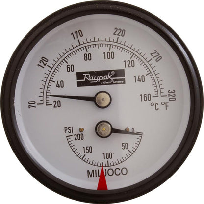 Temperature & Pressure Gauge Kit, Raypak Hydronic Heaters