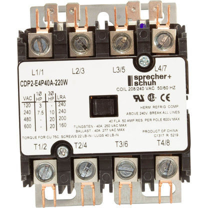 Contactor Coates, 4 polos, 50 amperios, bobina 208/240 V