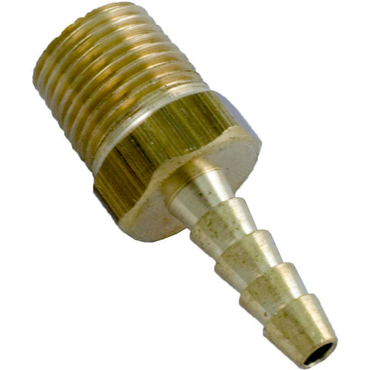 Barb Adapter, 1/8" Barb x 1/8" Male Pipe Thread, Brass