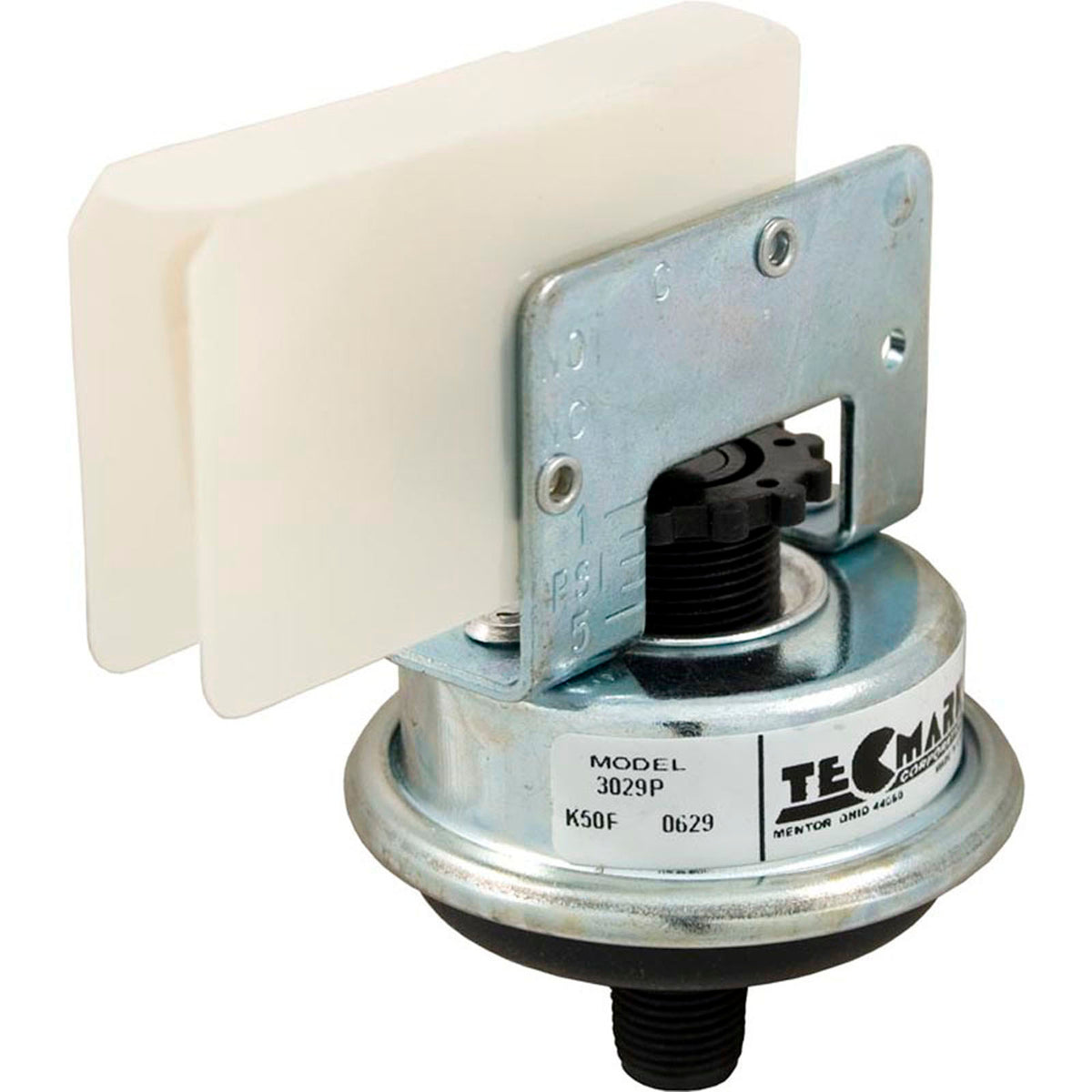 Pressure Switch 3029P, 25A, Tecmark, 1/8"mpt, SPNO, Plastic