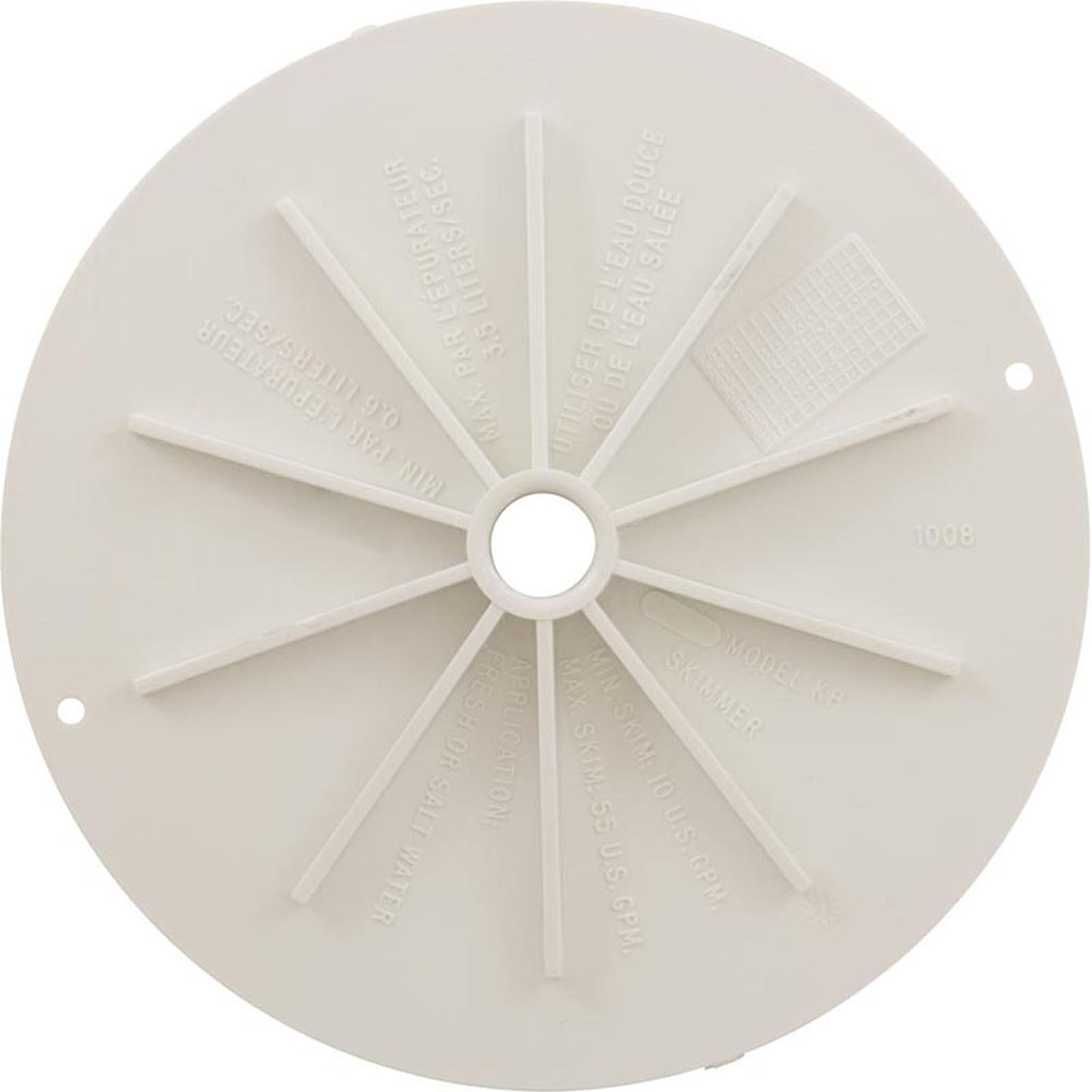 Skimmer Lid, Kafko, 9-1/2"od, White