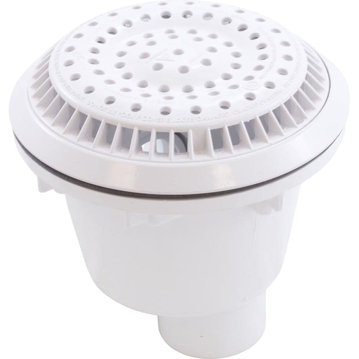 Main Drain, WW Anti Vortex, 8" Rnd, Vinyl, 1-1/2"s, White