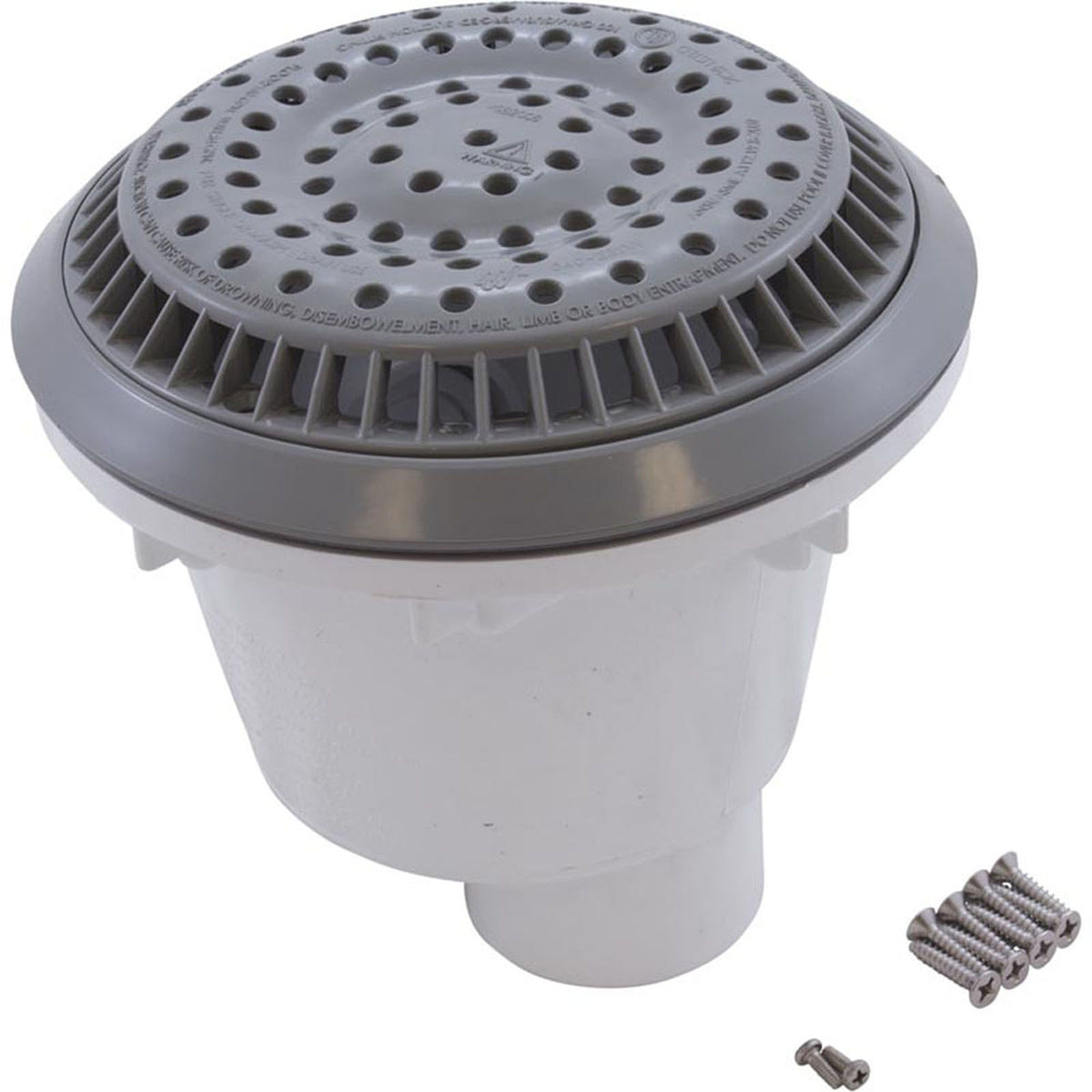 Main Drain, WW Anti Vortex, 8" Rnd, Vinyl, 1-1/2"s, Gray