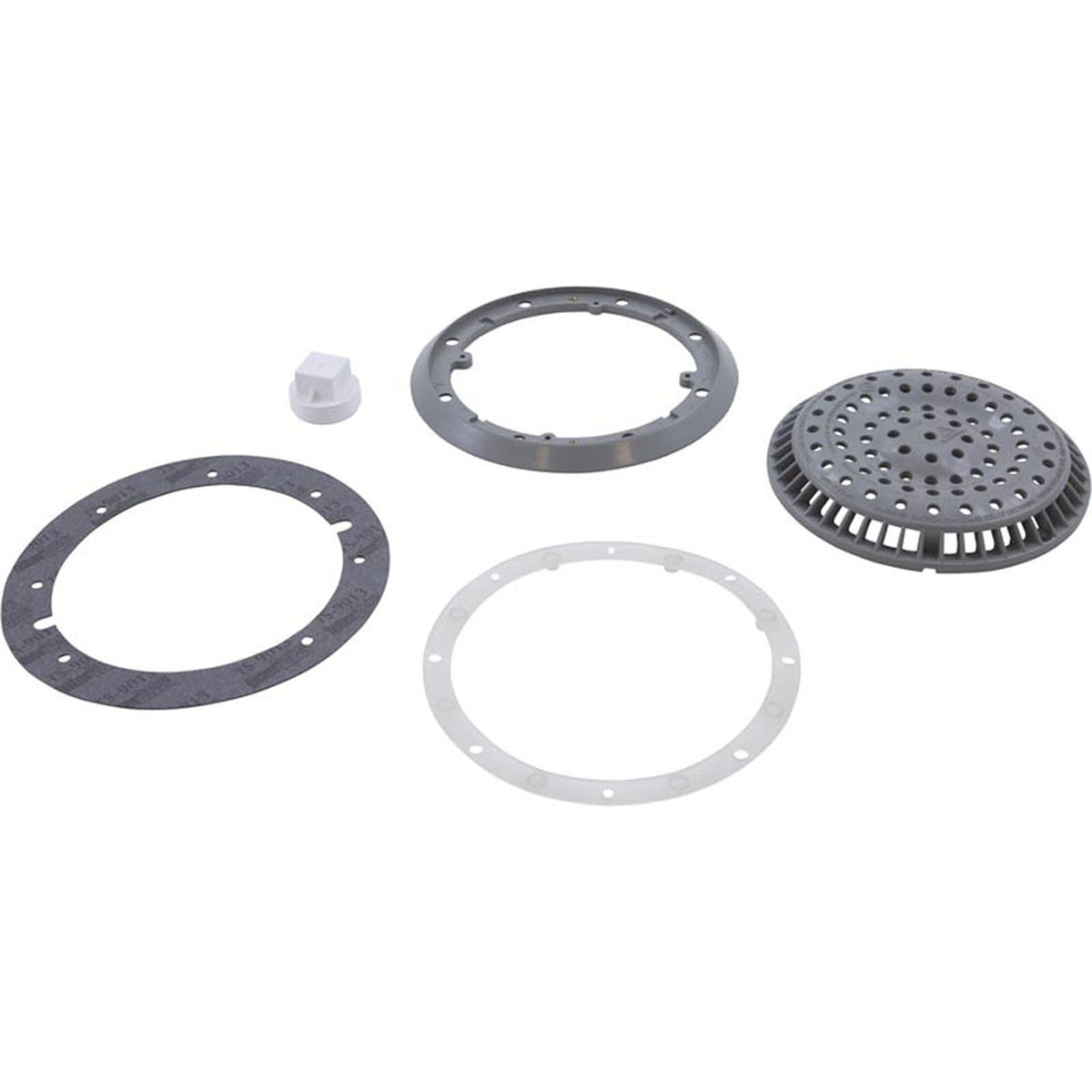 Main Drain, WW Anti Vortex, 8" Rnd, Vinyl, 1-1/2"s, Gray