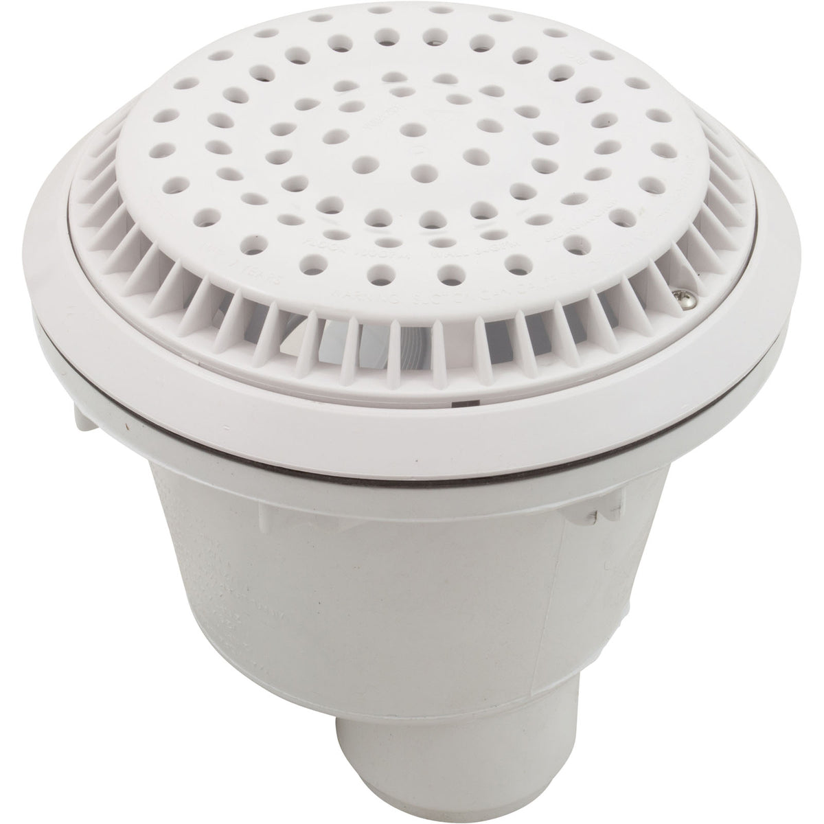 Main Drain, WW Anti Vortex, 8" Rnd, Vinyl, 2"s, White