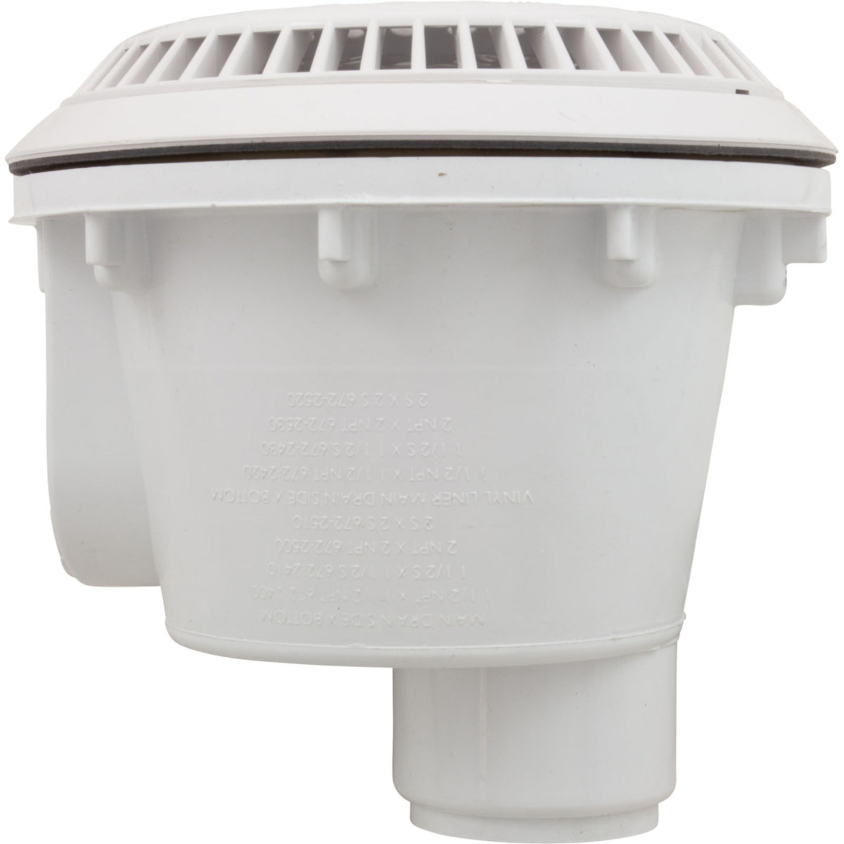 Main Drain, WW Anti Vortex, 8" Rnd, Vinyl, 2"s, White
