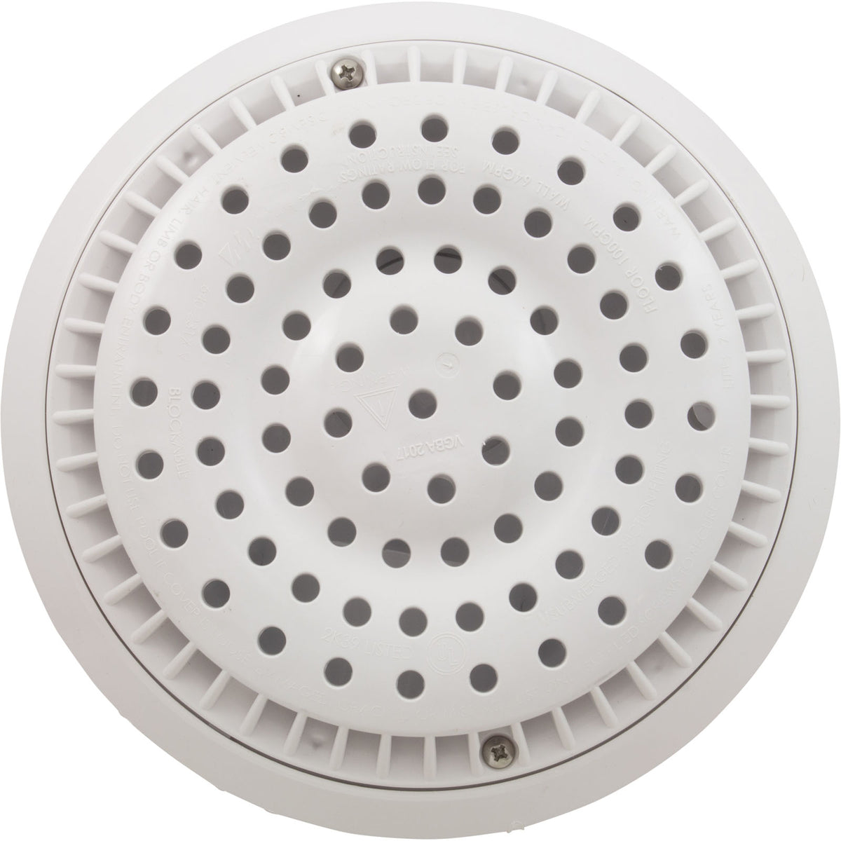 Main Drain, WW Anti Vortex, 8" Rnd, Vinyl, 2"s, White