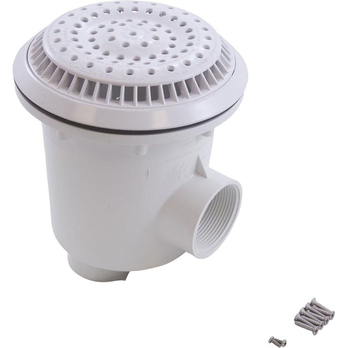 Main Drain, WW Anti Vortex, 8" Rnd, Vinyl, 2-1/2"fpt, White