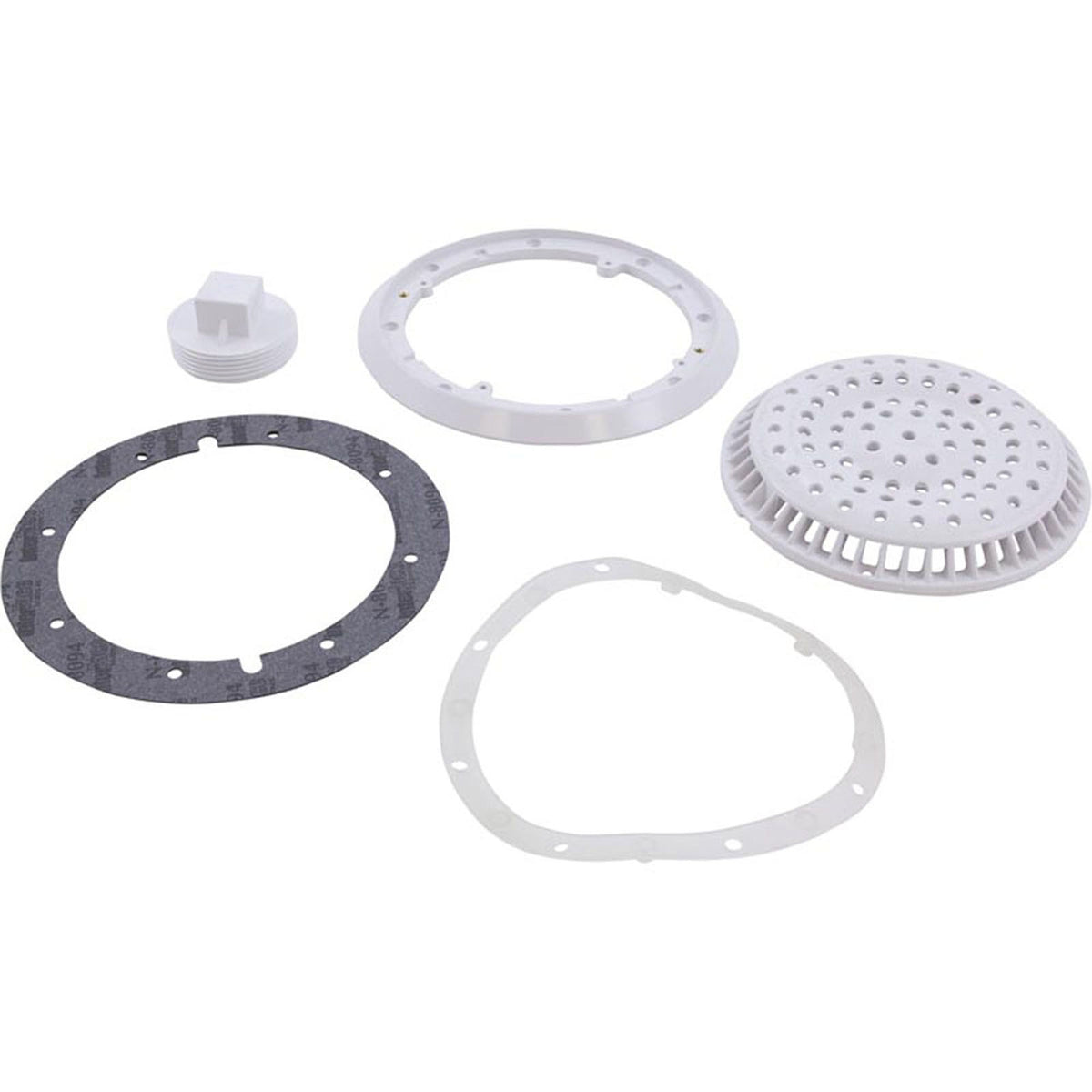 Main Drain, WW Anti Vortex, 8" Rnd, Vinyl, 2-1/2"fpt, White