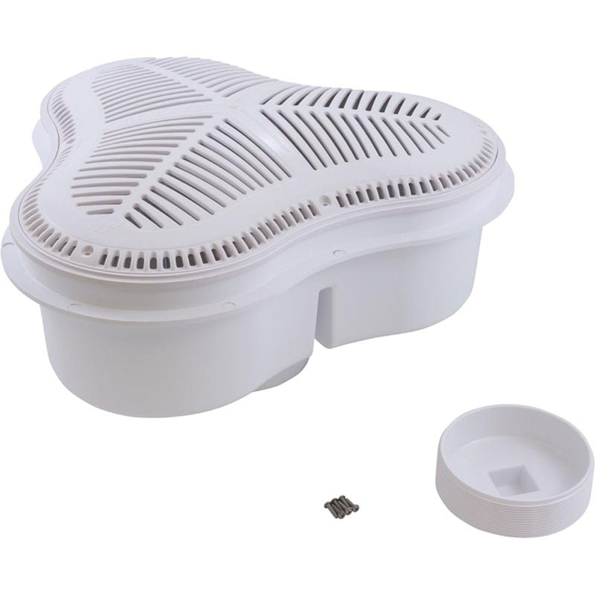 Main Drain, Waterway Clover Drain, 24-7/16", 6" Slip, White