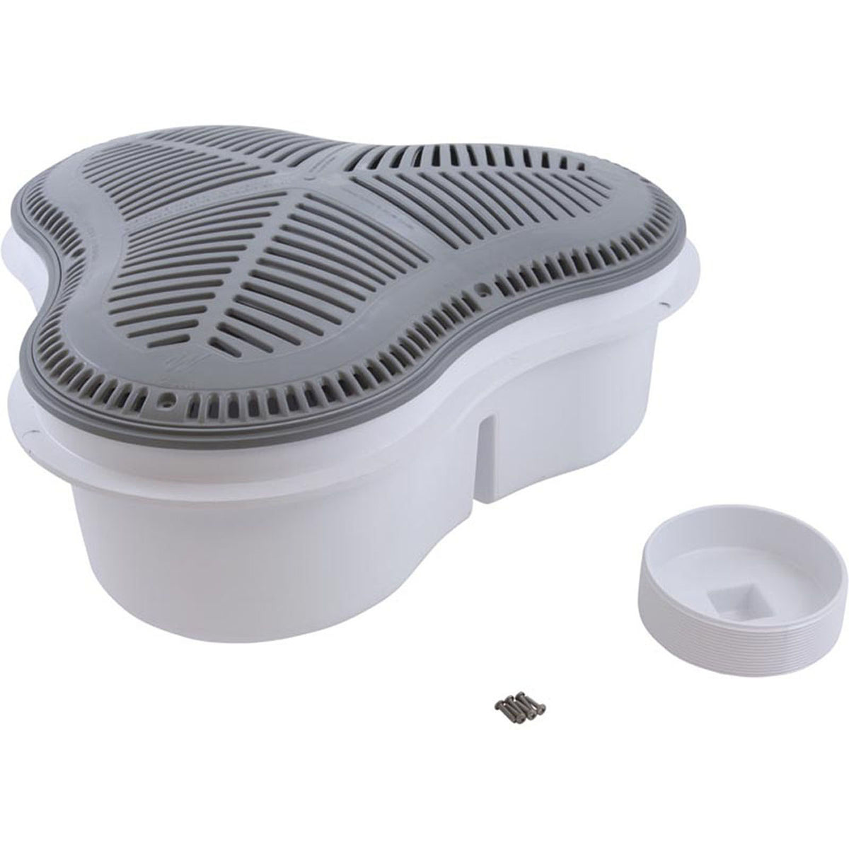 Main Drain, Waterway Clover Drain, 24-7/16", 6" Slip, Gray