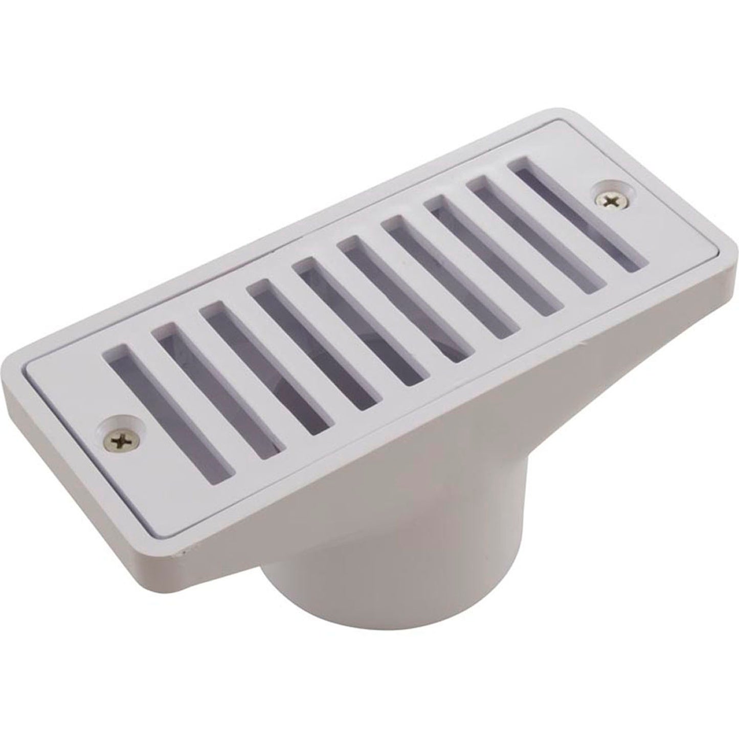 Gutter Drain, Pentair 2.5" x 6", w/Grate, White