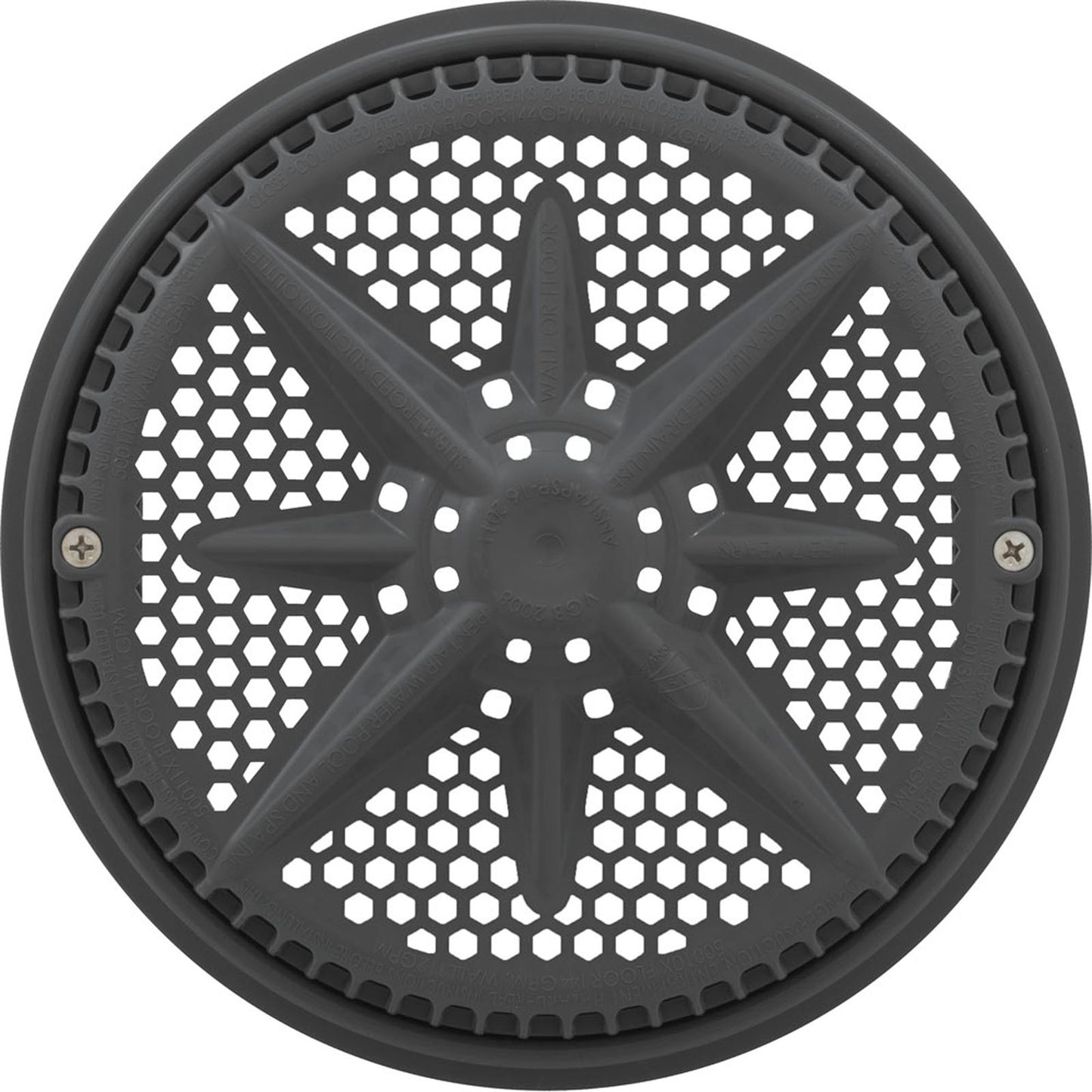 Rejilla de drenaje principal, PentairStarGuard, 8", 112 gpm, gris oscuro, anillo grande