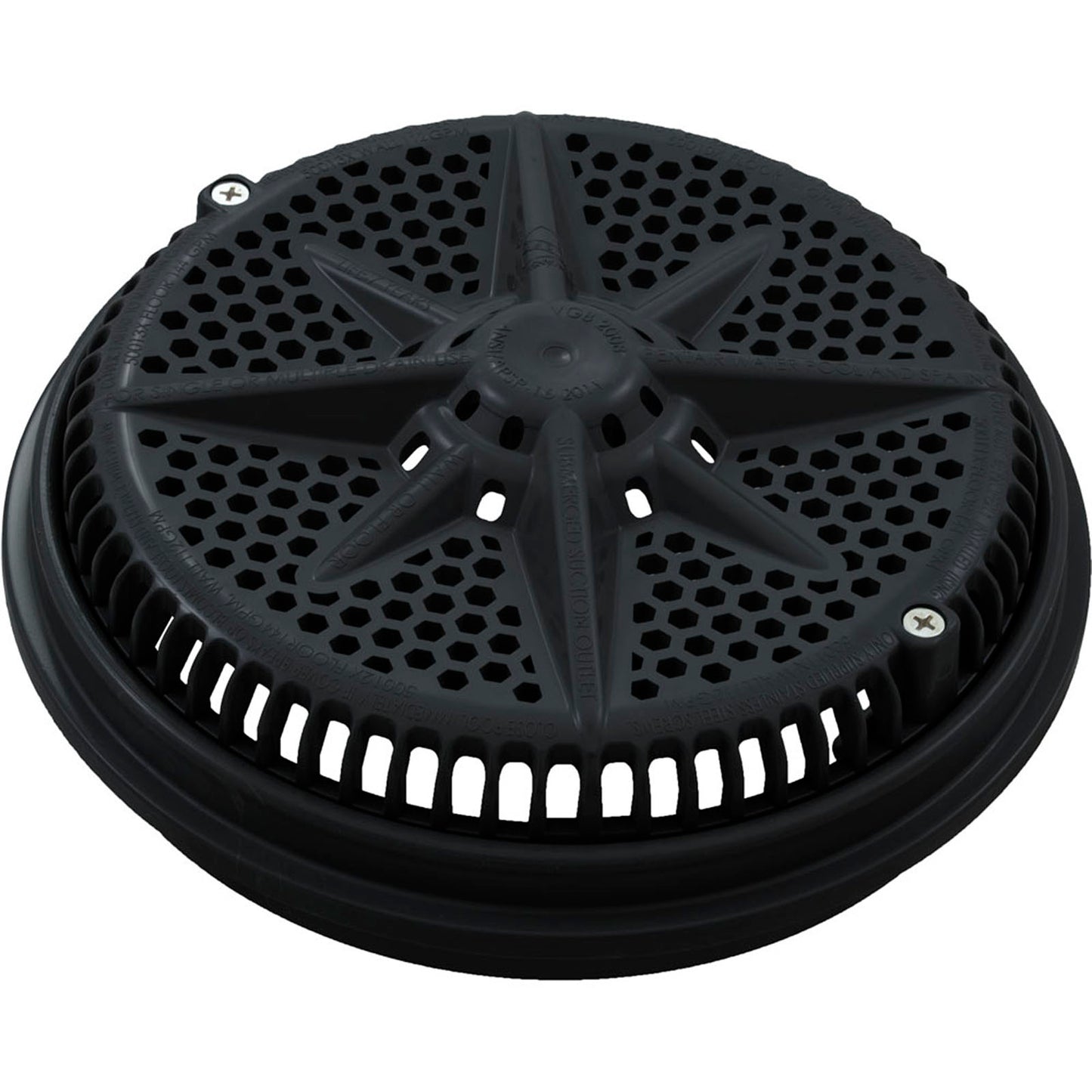 Main Drain Grate, PentairStarGuard, 8", 112gpm, Black, Long Ring
