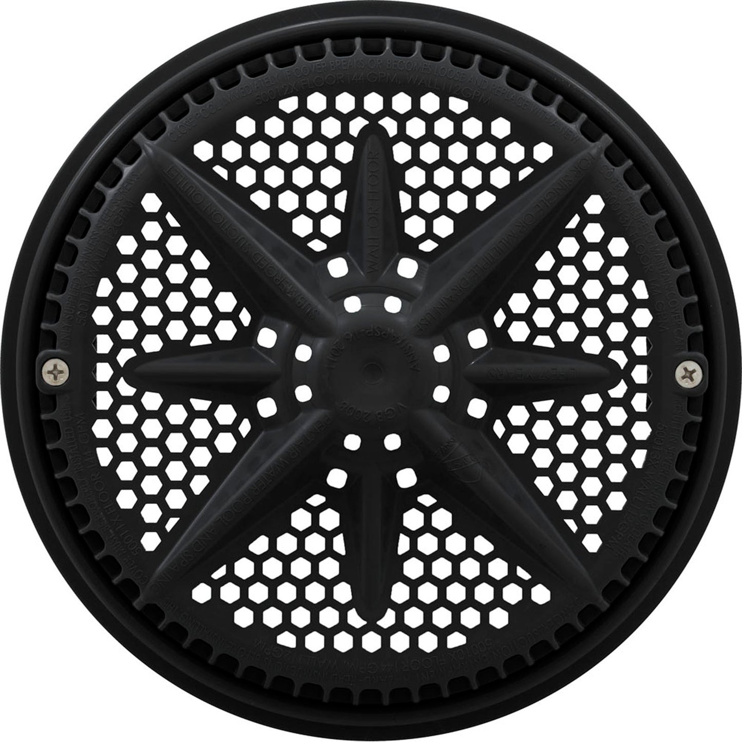 Main Drain Grate, PentairStarGuard, 8", 112gpm, Black, Long Ring