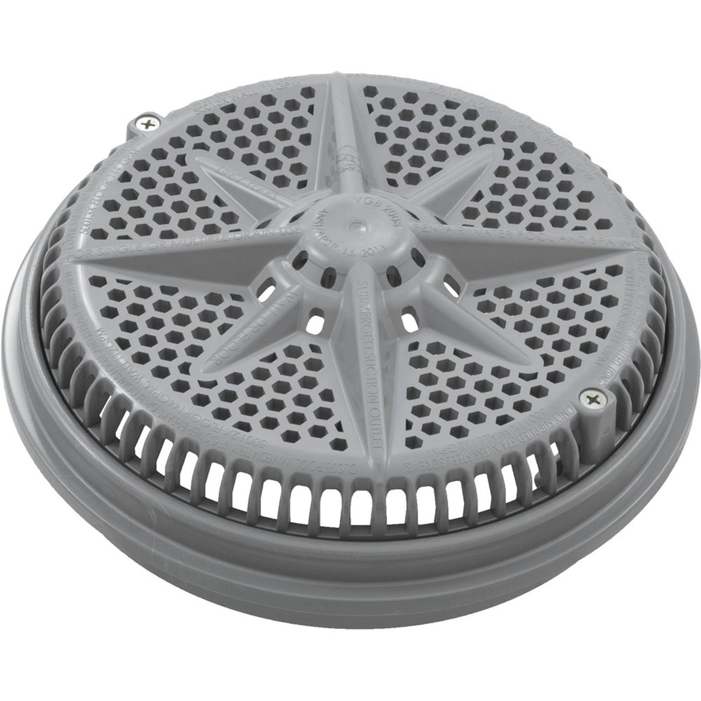 Main Drain Grate, PentairStarGuard, 8", 112gpm, Gray, Long Ring