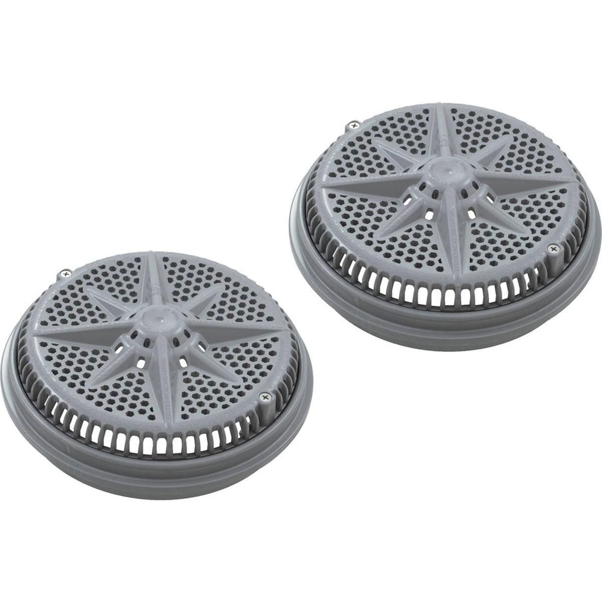 Main Drain Grate, Pent StarGuard, 8", 112gpm, Gray, qty 2, Lg Ring