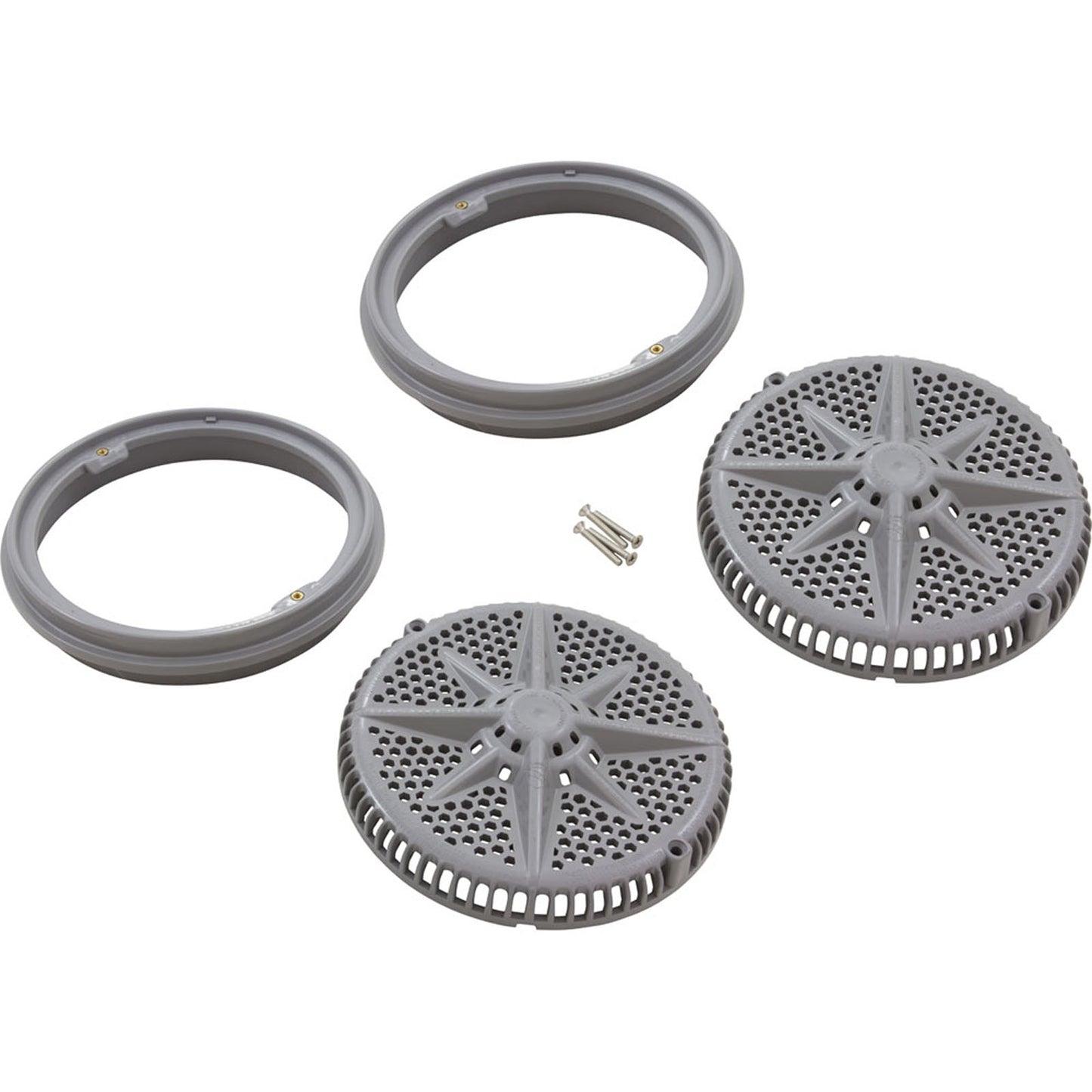 Main Drain Grate, Pent StarGuard, 8", 112gpm, Gray, qty 2, Lg Ring