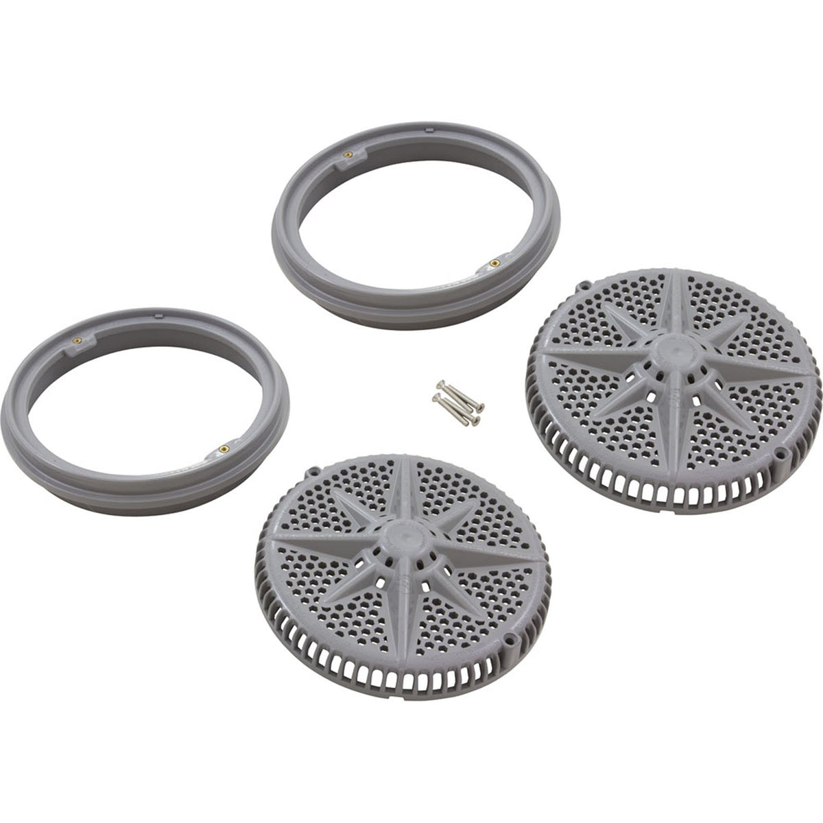 Main Drain Grate, Pent StarGuard, 8", 112gpm, Gray, qty 2, Lg Ring