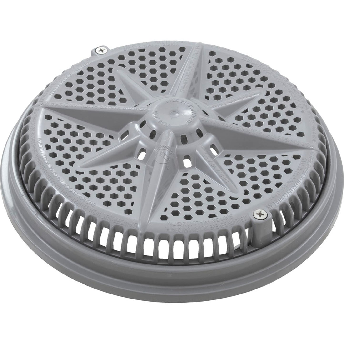 Main Drain Grate, PentStarGuard, 8", 112gpm, Gry, qty 2, Shrt Ring