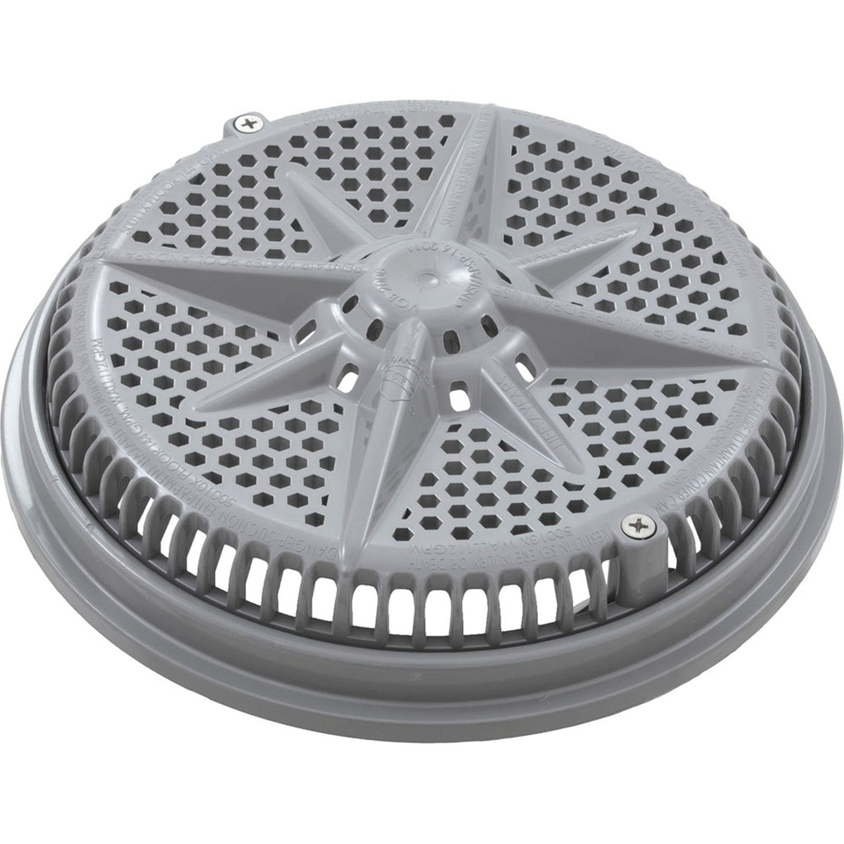 Main Drain Grate, PentStarGuard, 8", 112gpm, Gry, qty 2, Shrt Ring