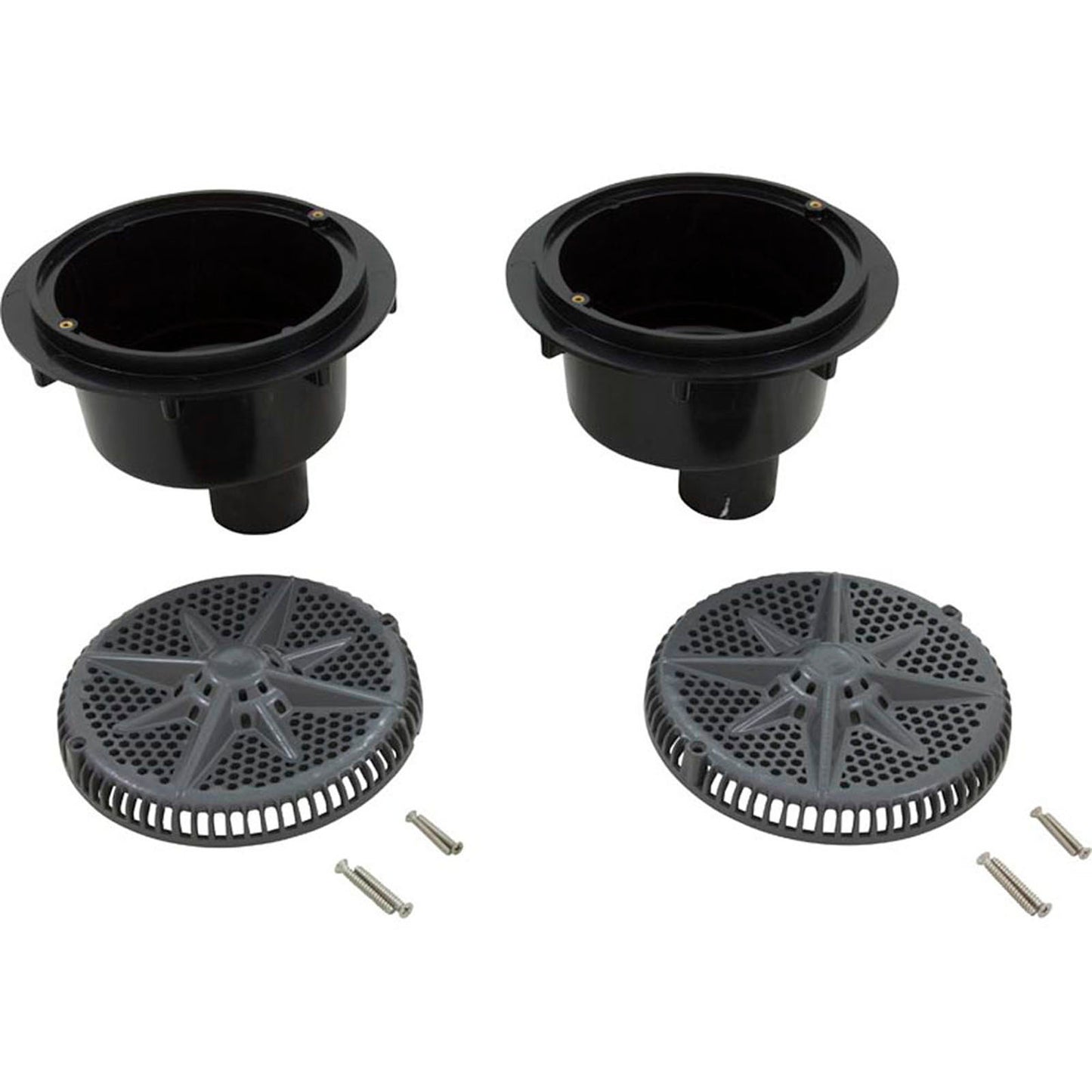 Main Drain, PentStrGrd, 8", 112gpm, 2-2"Btm Port, ABS, DrGry, qty 2