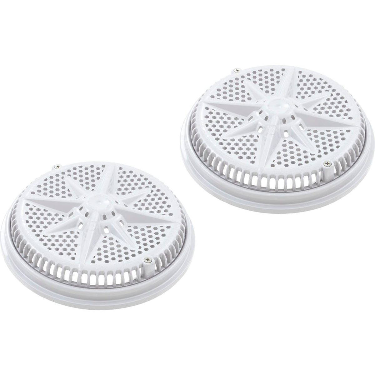 Main Drain Grate, Pent StarGuard, 8", 112gpm, Wht, qty 2, Shrt Rin