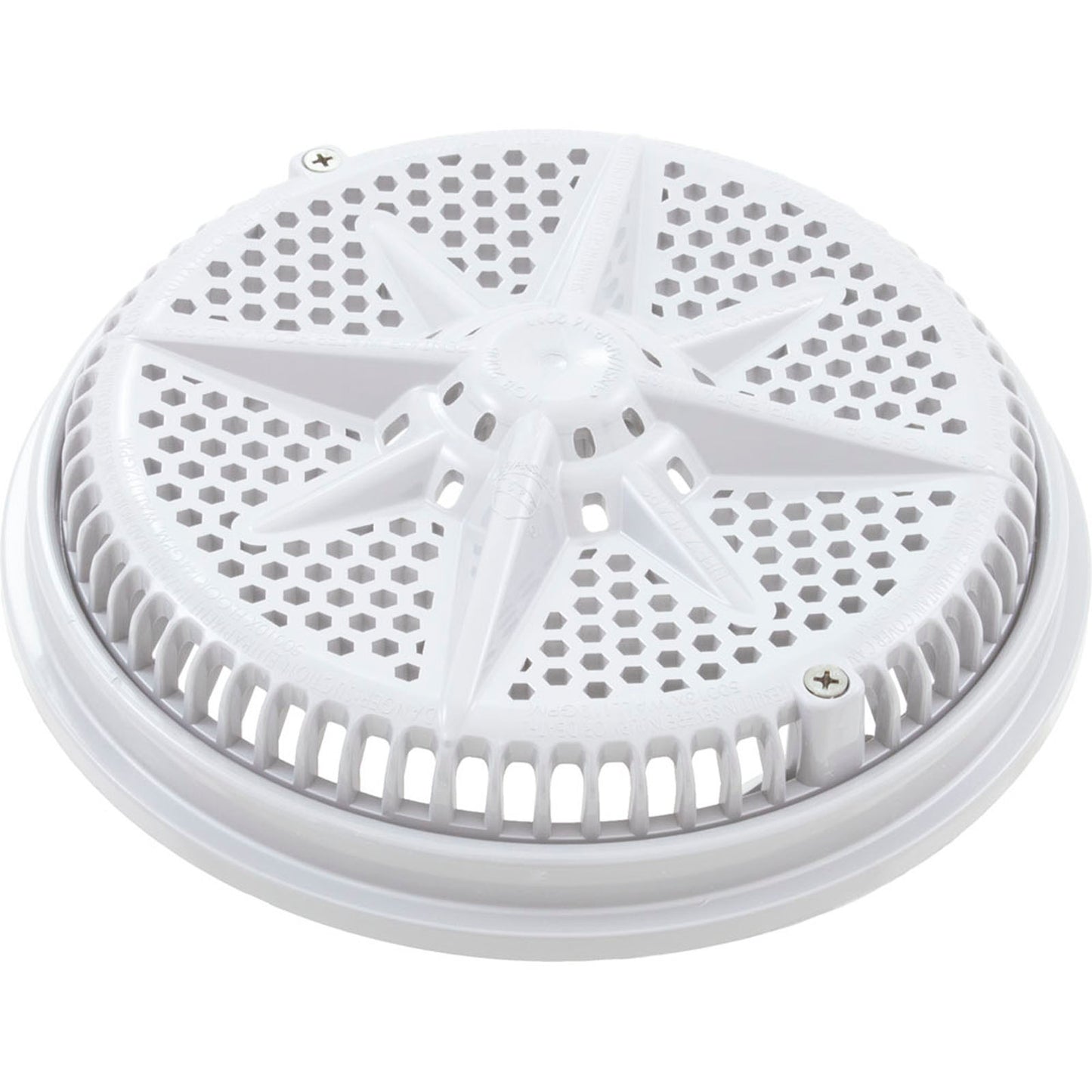 Main Drain Grate, Pent StarGuard, 8", 112gpm, Wht, qty 2, Shrt Rin
