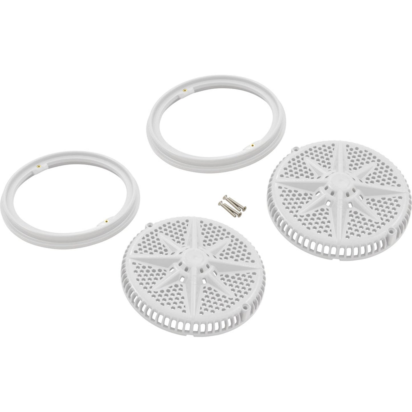 Main Drain Grate, Pent StarGuard, 8", 112gpm, Wht, qty 2, Shrt Rin