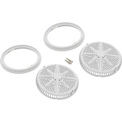 Main Drain Grate, Pent StarGuard, 8", 112gpm, Wht, qty 2, Shrt Rin