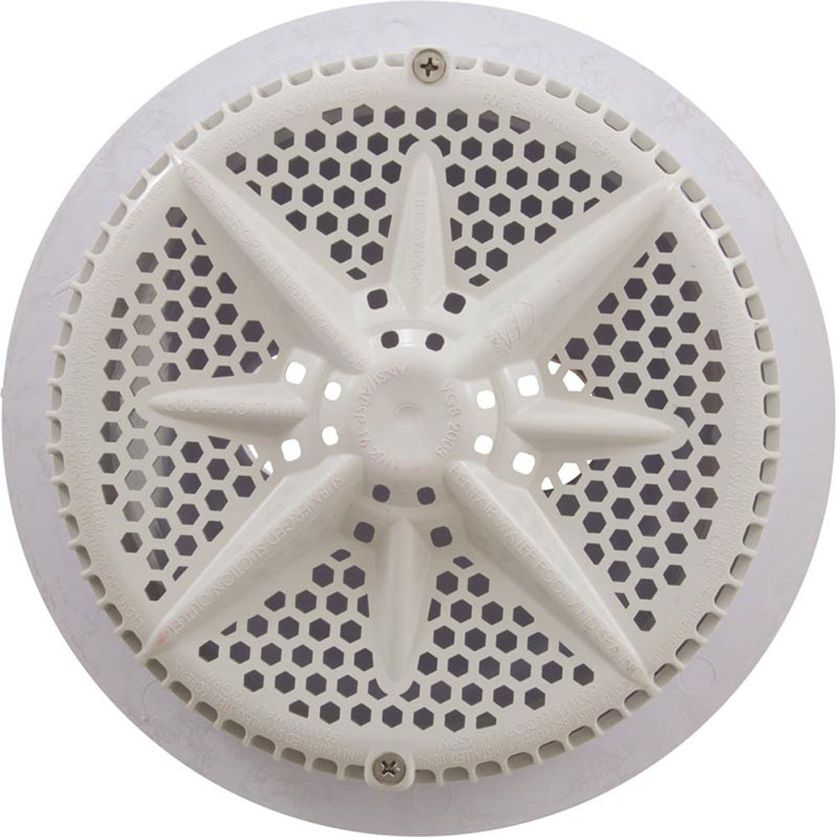 Main Drain, PentStarGuard, 8", 112gpm, 2-2"Btm Port, ABS, White, qty2