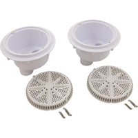 Main Drain, PentStarGuard, 8", 112gpm, 2-2"Btm Port, ABS, White, qty2