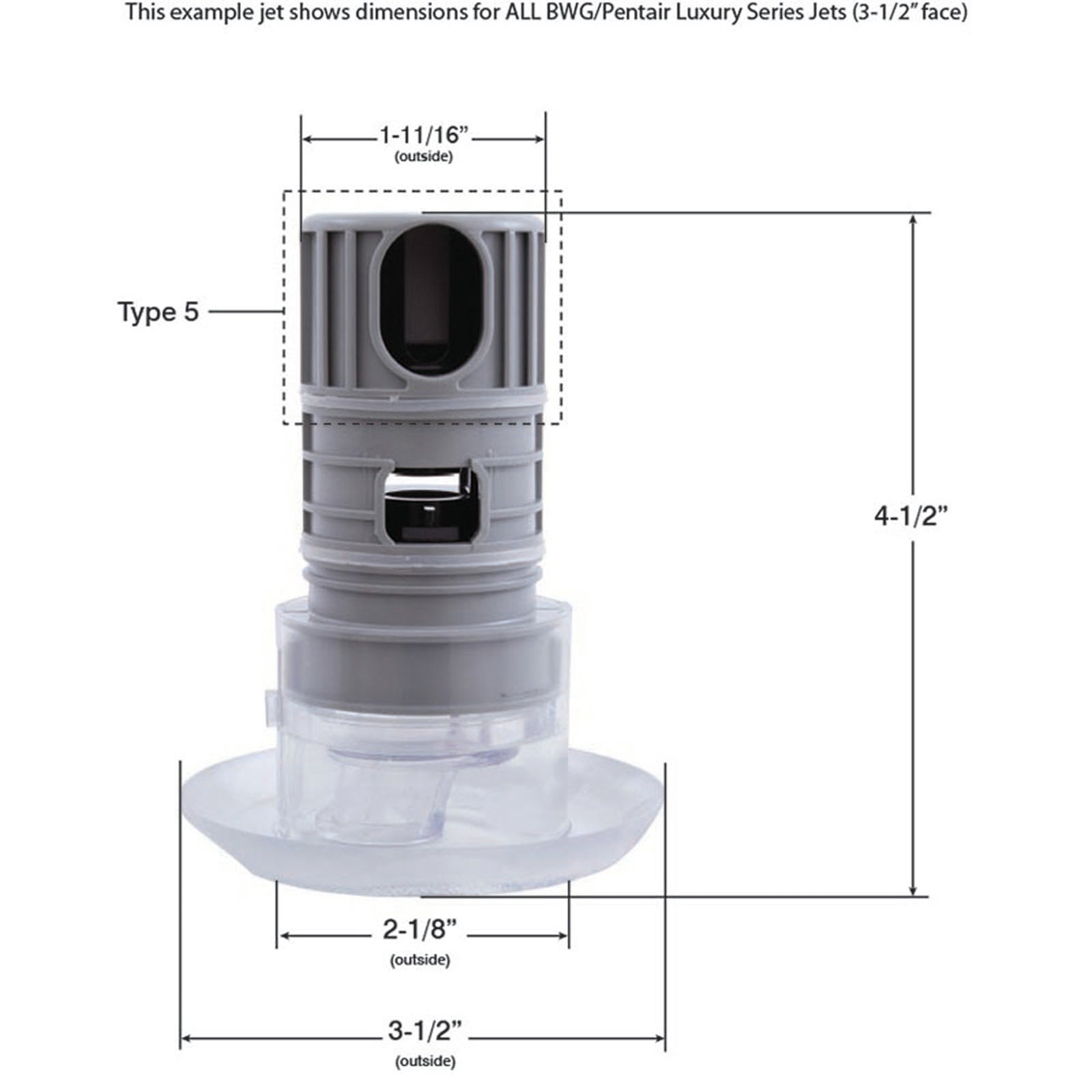 Jet Intl, BWG/PentairLuxury, 3-1/2"fd, Dir, Textured Scal, White