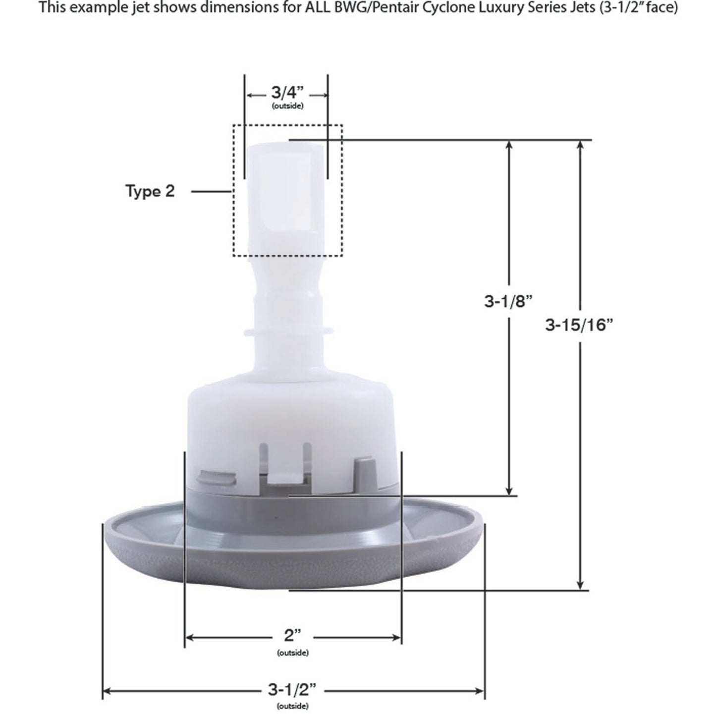 Jet Intl, BWG Cyclone Lux, 3-1/2"fd, Dir, Txt Scal, Silver