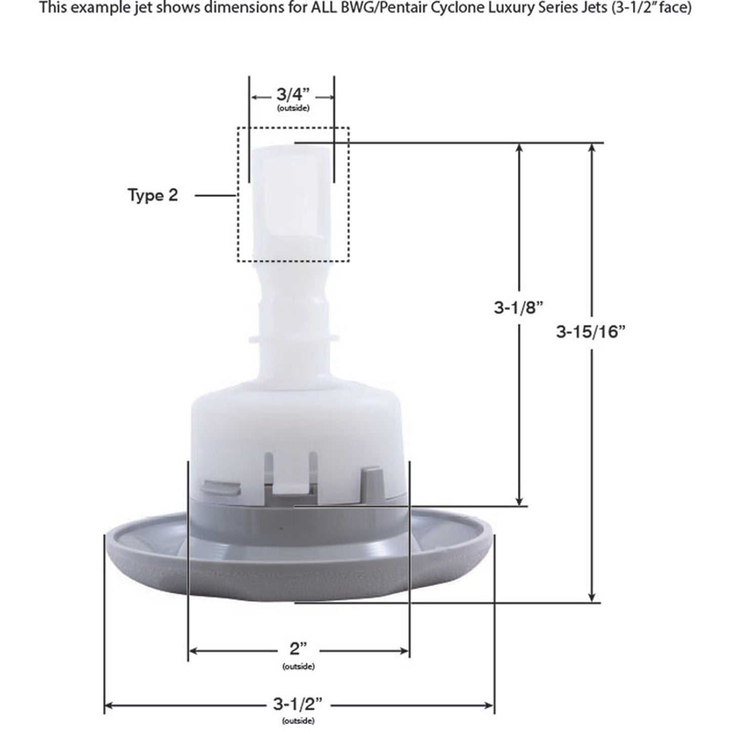 Jet Intl, BWG Cyclone Lux, 3-1/2"fd, Roto, Smth, SS/Gray
